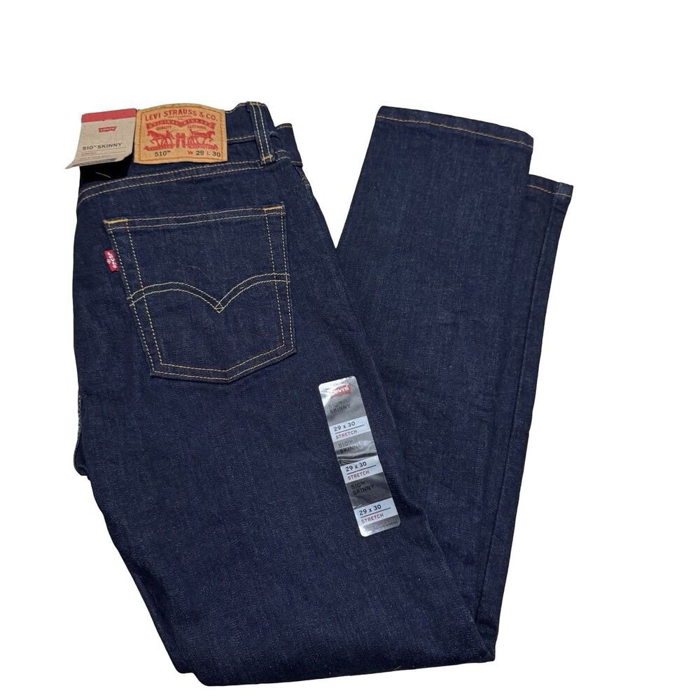 NWT Levis 510 Mens Premium Skinny Stretch Jeans Color Dark Wash Blue 29x30